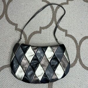 jessica mcclintock patchwork faux leather shoulder bag